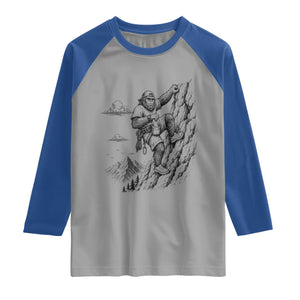 Funny Bigfoot Mountain Climber Raglan Shirt Outdoor Hiking Adventure