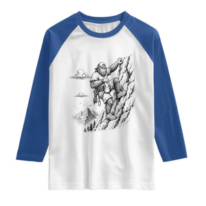Funny Bigfoot Mountain Climber Raglan Shirt Outdoor Hiking Adventure