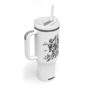 Funny Bigfoot Mountain Climber Tumbler With Handle Outdoor Hiking Adventure