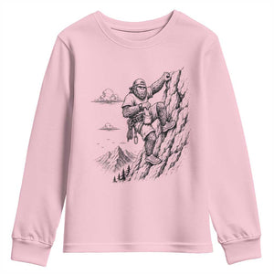 Funny Bigfoot Mountain Climber Youth Sweatshirt Outdoor Hiking Adventure