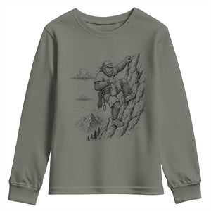 Funny Bigfoot Mountain Climber Youth Sweatshirt Outdoor Hiking Adventure