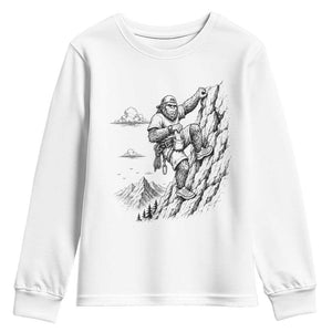 Funny Bigfoot Mountain Climber Youth Sweatshirt Outdoor Hiking Adventure