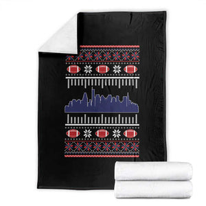 New England Skyline Game Day Throw Blanket Ugly Christmas Football Fan Gift
