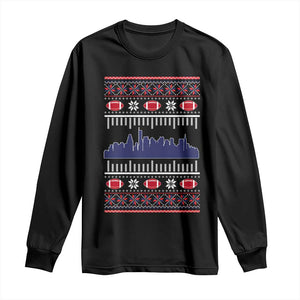 New England Skyline Game Day Long Sleeve Shirt Ugly Christmas Football Fan Gift