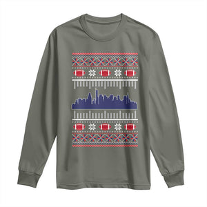 New England Skyline Game Day Long Sleeve Shirt Ugly Christmas Football Fan Gift