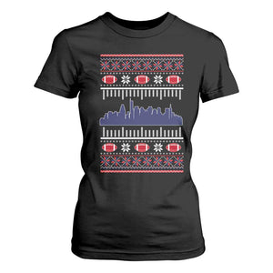 New England Skyline Game Day T Shirt For Women Ugly Christmas Football Fan Gift