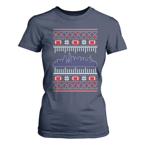 New England Skyline Game Day T Shirt For Women Ugly Christmas Football Fan Gift