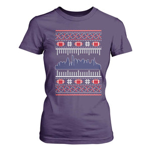 New England Skyline Game Day T Shirt For Women Ugly Christmas Football Fan Gift