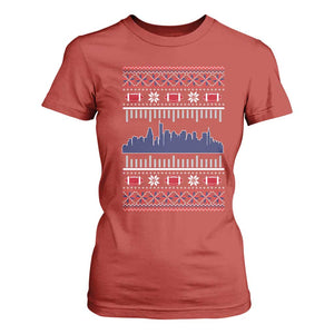 New England Skyline Game Day T Shirt For Women Ugly Christmas Football Fan Gift