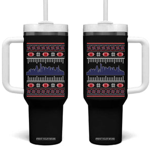 New England Skyline Game Day Tumbler With Handle Ugly Christmas Football Fan Gift