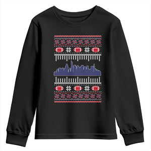 New England Skyline Game Day Youth Sweatshirt Ugly Christmas Football Fan Gift