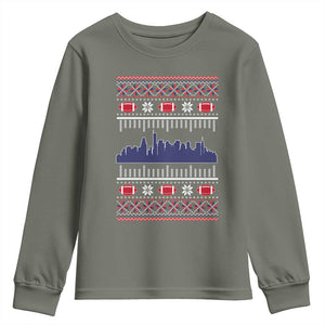 New England Skyline Game Day Youth Sweatshirt Ugly Christmas Football Fan Gift