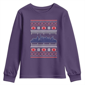 New England Skyline Game Day Youth Sweatshirt Ugly Christmas Football Fan Gift