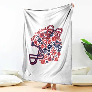 New England Game Day Sports Fan Throw Blanket Floral Football Helmet With Bow