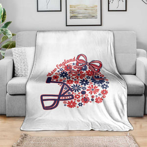 New England Game Day Sports Fan Throw Blanket Floral Football Helmet With Bow