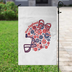 New England Game Day Sports Fan Garden Flag Floral Football Helmet With Bow