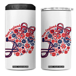 New England Game Day Sports Fan 4 in 1 Can Cooler Tumbler Floral Football Helmet With Bow