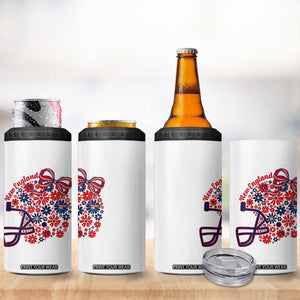 New England Game Day Sports Fan 4 in 1 Can Cooler Tumbler Floral Football Helmet With Bow