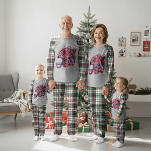 New England Game Day Sports Fan Plaid Pajama Set Floral Football Helmet With Bow