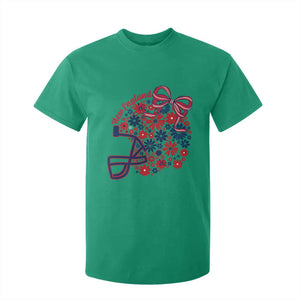 New England Game Day Sports Fan T Shirt For Kid Floral Football Helmet With Bow