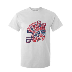 New England Game Day Sports Fan T Shirt For Kid Floral Football Helmet With Bow