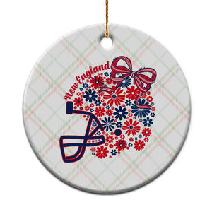 New England Game Day Sports Fan Ceramic Ornament Floral Football Helmet With Bow