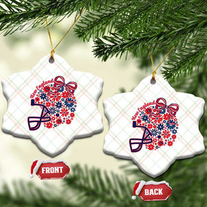 New England Game Day Sports Fan Ceramic Ornament Floral Football Helmet With Bow