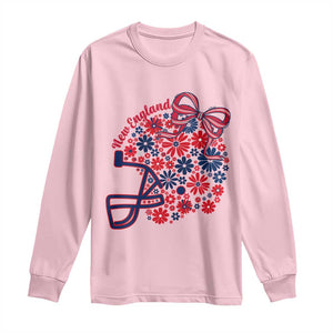 New England Game Day Sports Fan Long Sleeve Shirt Floral Football Helmet With Bow