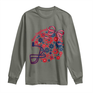 New England Game Day Sports Fan Long Sleeve Shirt Floral Football Helmet With Bow