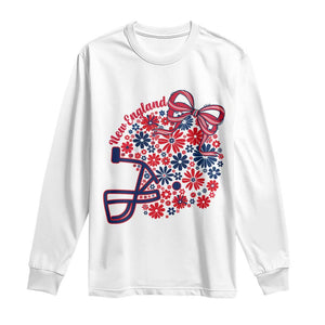 New England Game Day Sports Fan Long Sleeve Shirt Floral Football Helmet With Bow