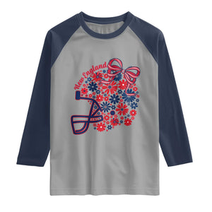 New England Game Day Sports Fan Raglan Shirt Floral Football Helmet With Bow