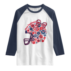 New England Game Day Sports Fan Raglan Shirt Floral Football Helmet With Bow