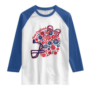 New England Game Day Sports Fan Raglan Shirt Floral Football Helmet With Bow