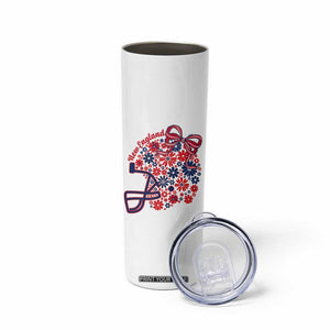 New England Game Day Sports Fan Skinny Tumbler Floral Football Helmet With Bow