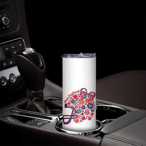 New England Game Day Sports Fan Skinny Tumbler Floral Football Helmet With Bow