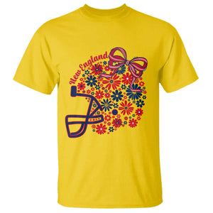 New England Game Day Sports Fan T Shirt Floral Football Helmet With Bow