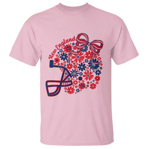 New England Game Day Sports Fan T Shirt Floral Football Helmet With Bow