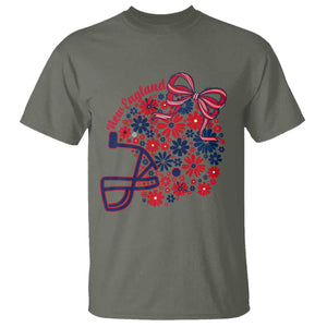 New England Game Day Sports Fan T Shirt Floral Football Helmet With Bow