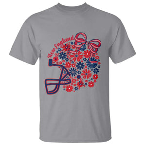 New England Game Day Sports Fan T Shirt Floral Football Helmet With Bow