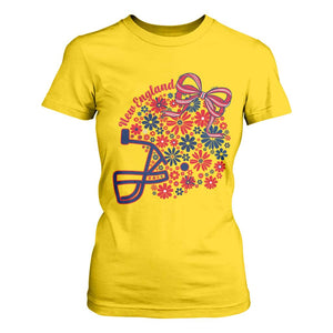New England Game Day Sports Fan T Shirt For Women Floral Football Helmet With Bow