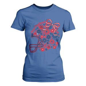 New England Game Day Sports Fan T Shirt For Women Floral Football Helmet With Bow