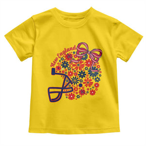 New England Game Day Sports Fan Toddler T Shirt Floral Football Helmet With Bow
