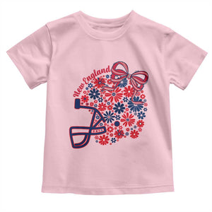 New England Game Day Sports Fan Toddler T Shirt Floral Football Helmet With Bow