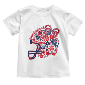 New England Game Day Sports Fan Toddler T Shirt Floral Football Helmet With Bow