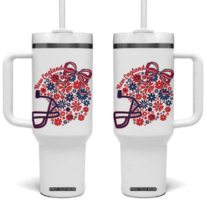 New England Game Day Sports Fan Tumbler With Handle Floral Football Helmet With Bow