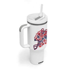 New England Game Day Sports Fan Tumbler With Handle Floral Football Helmet With Bow