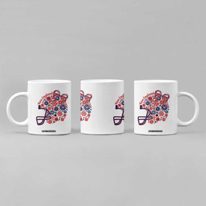 New England Game Day Sports Fan Coffee Mug Floral Football Helmet With Bow