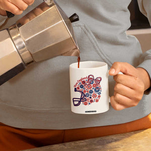 New England Game Day Sports Fan Coffee Mug Floral Football Helmet With Bow