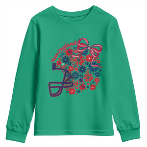 New England Game Day Sports Fan Youth Sweatshirt Floral Football Helmet With Bow