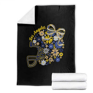 Los Angeles Game Day Sports Fan Throw Blanket Floral Football Helmet With Bow